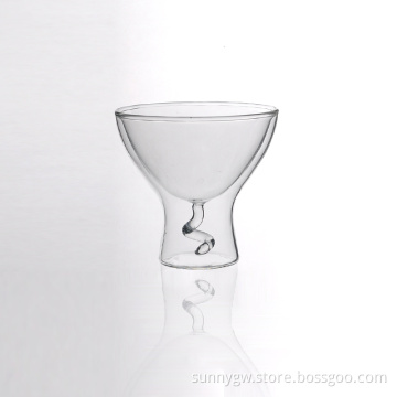 Wine glass style double wall glass cups
